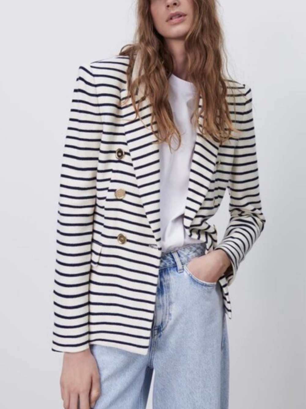 ZARA DOUBLE BREASTED
STRIPED BLAZER size S